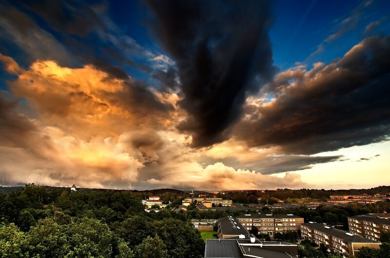 Dramatic storm over city