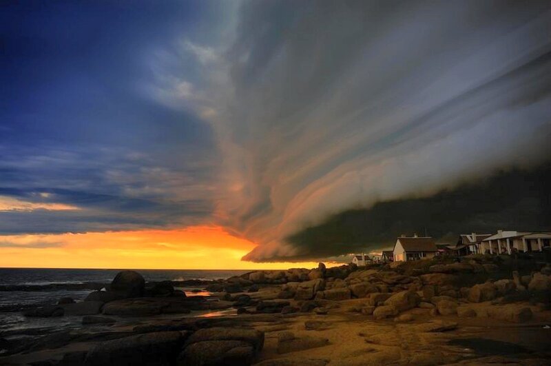 Dramatic storm over coastal village