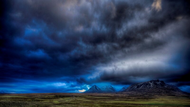 Dramatic storm over mountains