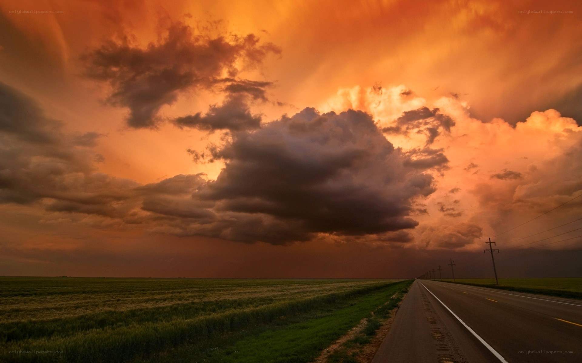 Dramatic storm over rural road