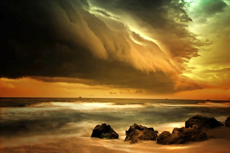 Dramatic storm over the ocean