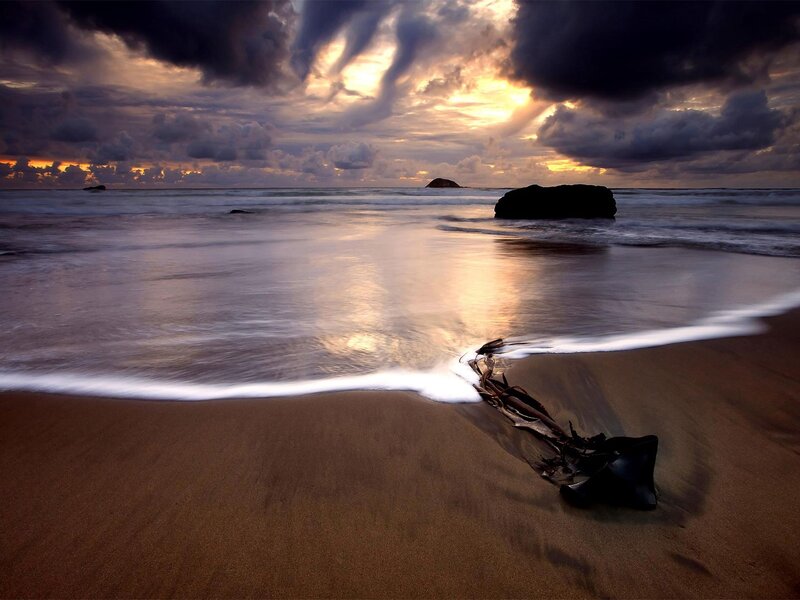 dramatic sunset at the beach
