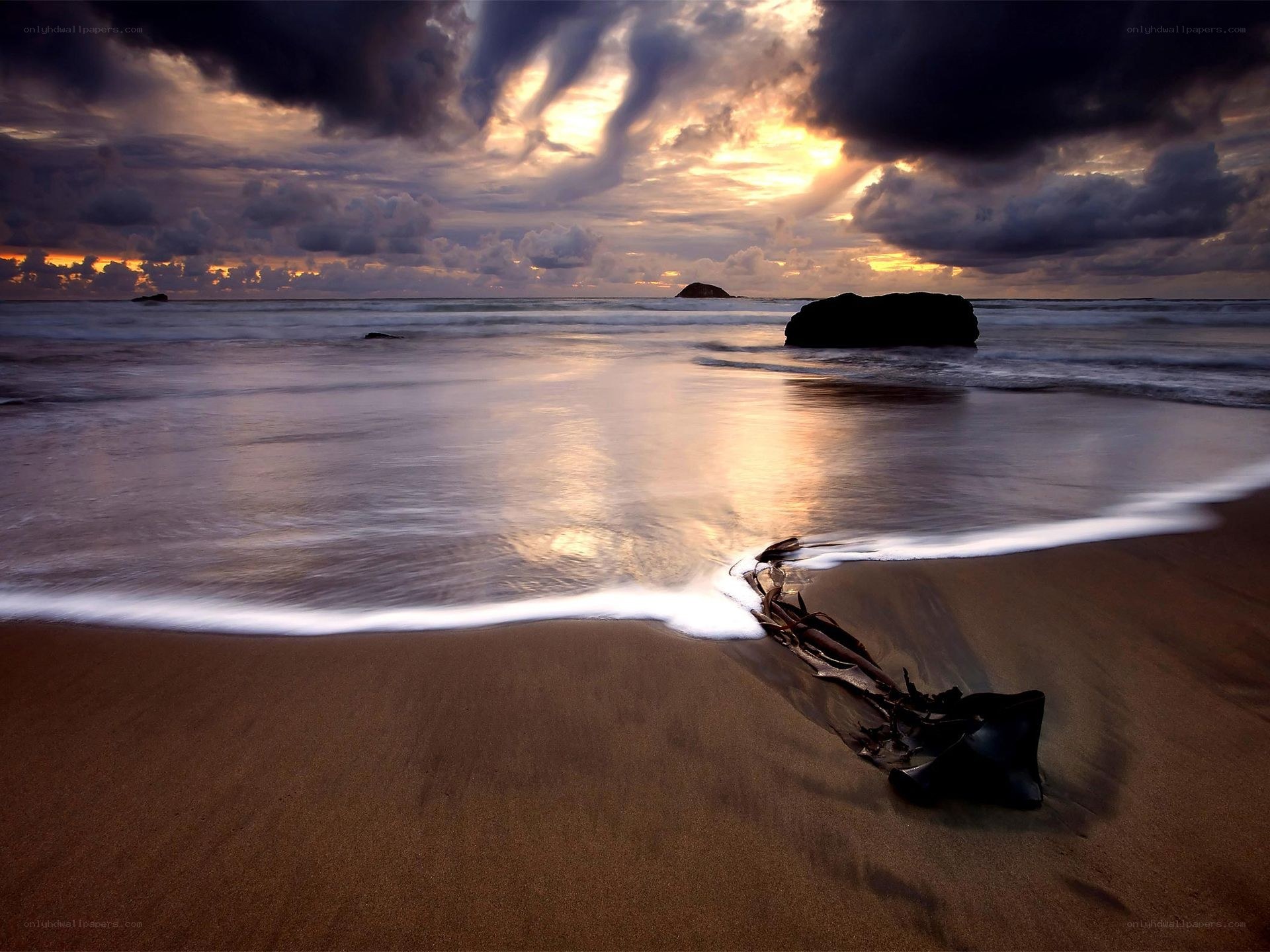 dramatic sunset at the beach