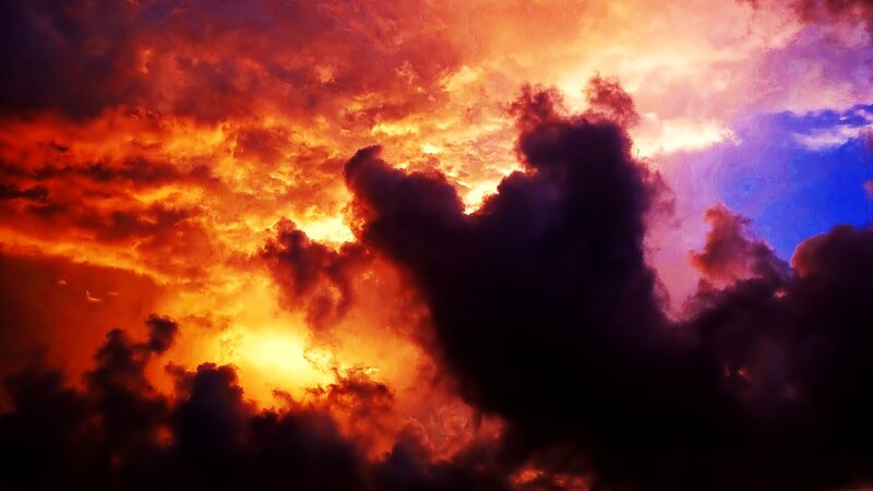 Dramatic Sunset Clouds — Orange, Photograph, Sky, Red