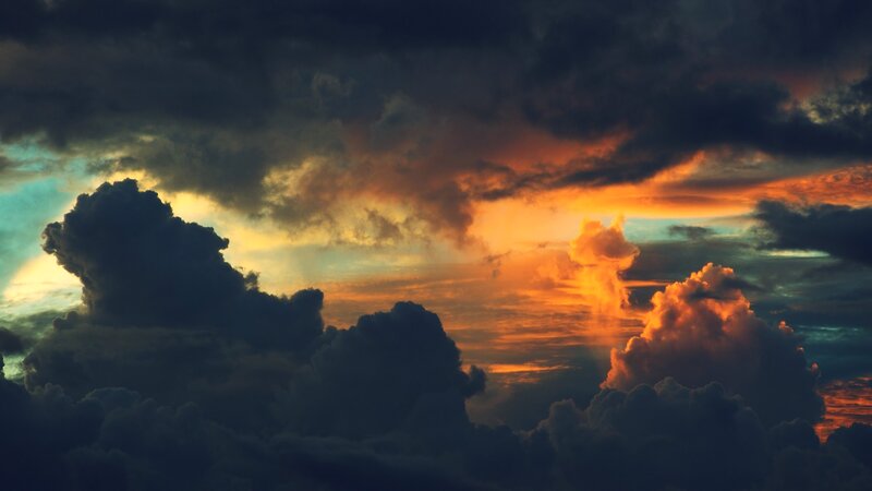 Dramatic Sunset Clouds — Orange, Photograph, Sky, Sunlight
