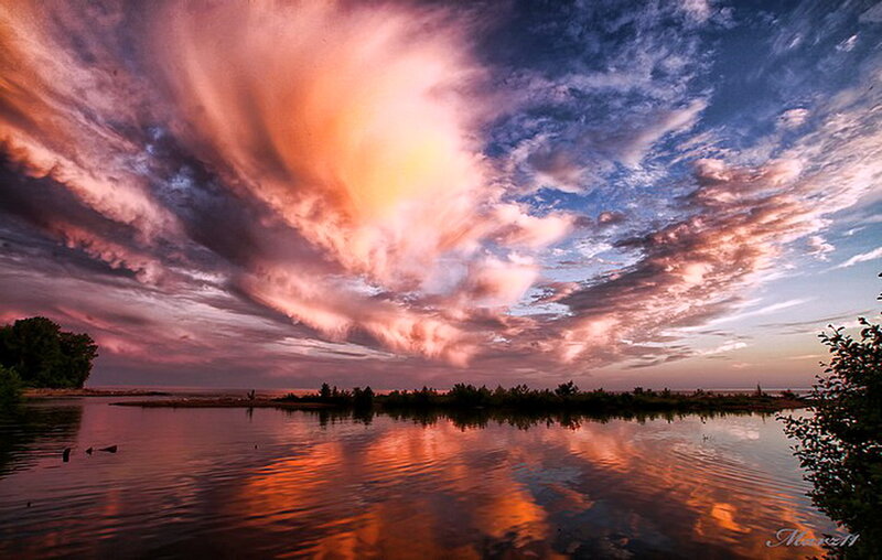 Dramatic Sunset Clouds — Orange, Photograph, Sky