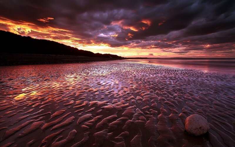 dramatic sunset on a beach