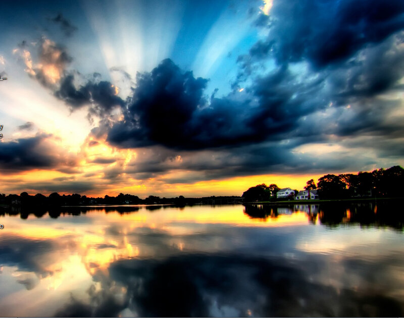 Dramatic sunset over a lake