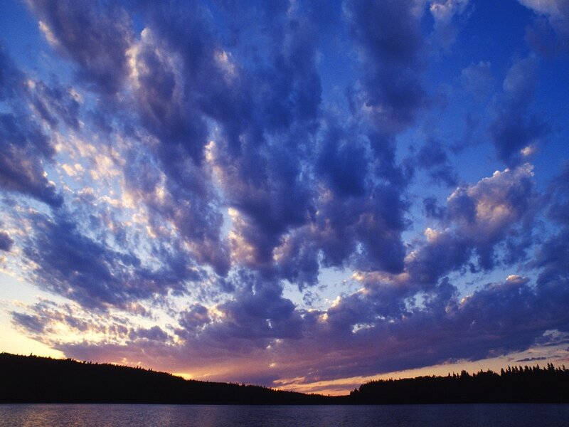 Dramatic sunset over a lake