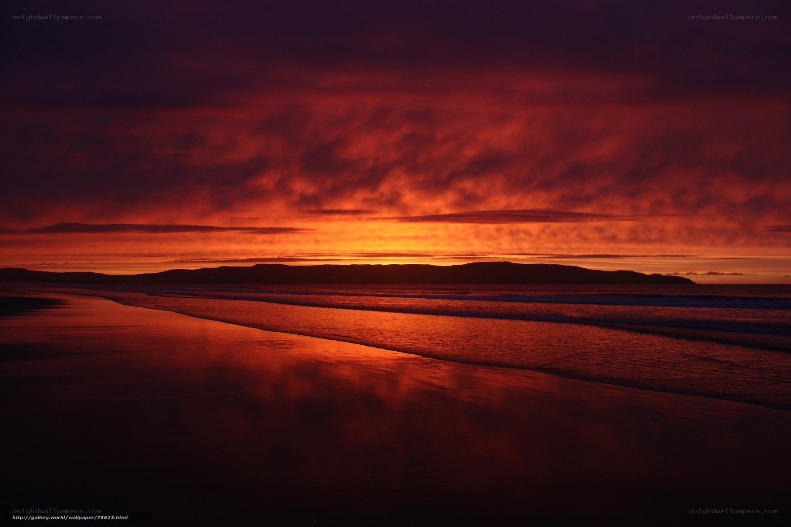 dramatic sunset over beach