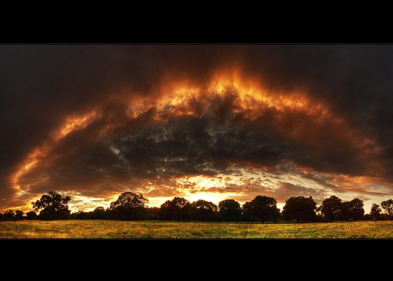 Dramatic Sunset over Field — Orange