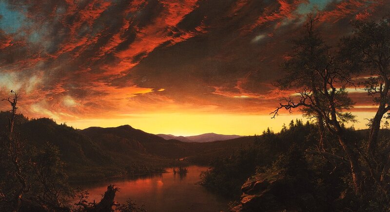 Dramatic Sunset over Lake — Orange