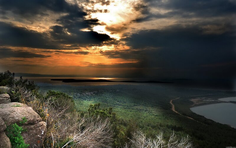 Dramatic Sunset over Landscape — Orange