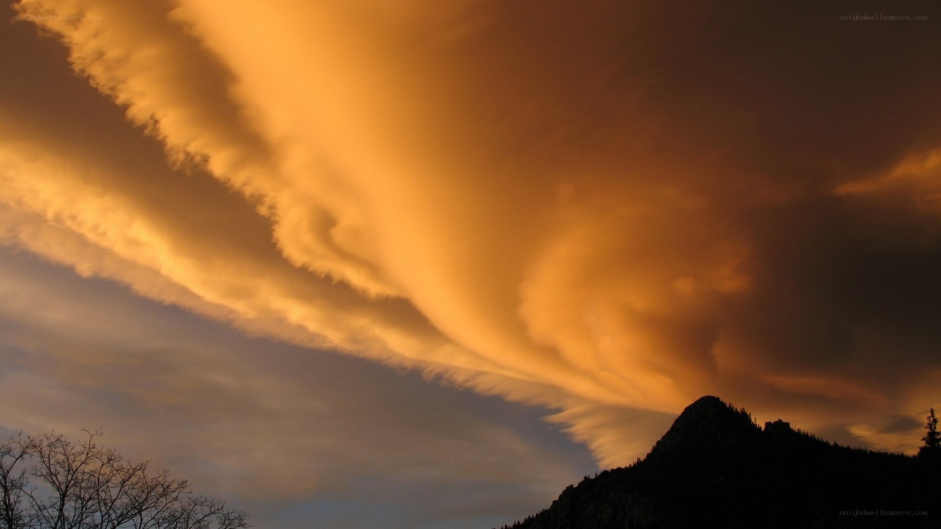 dramatic sunset over mountain