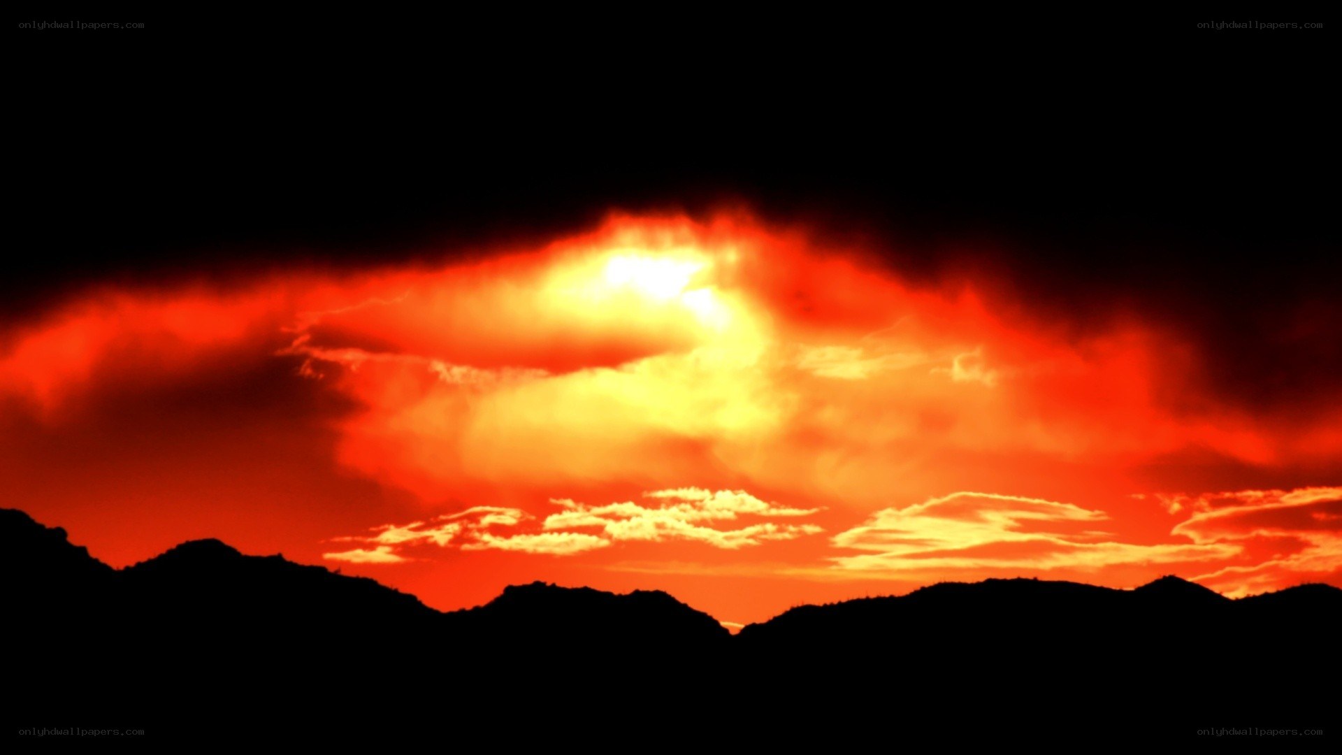 dramatic sunset over mountains