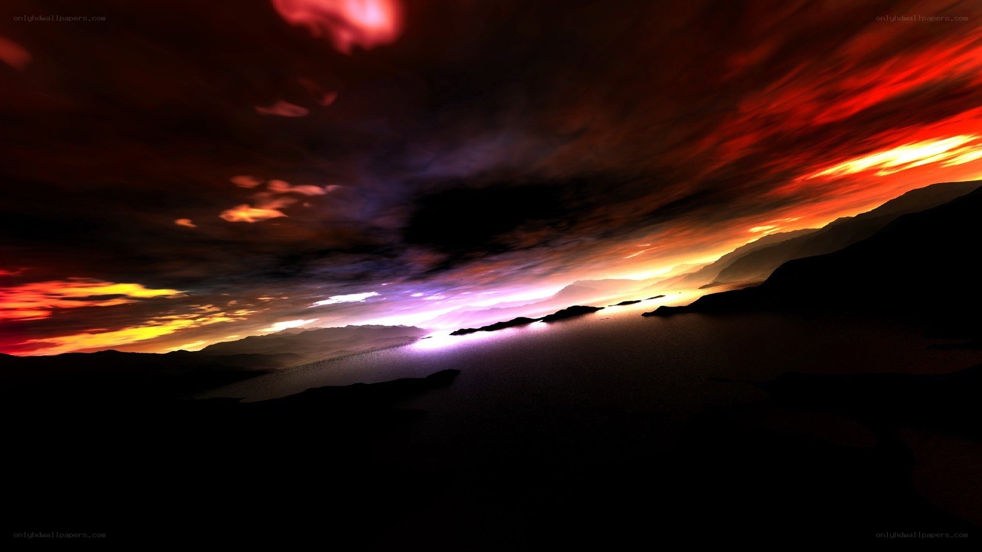 dramatic sunset over mountains