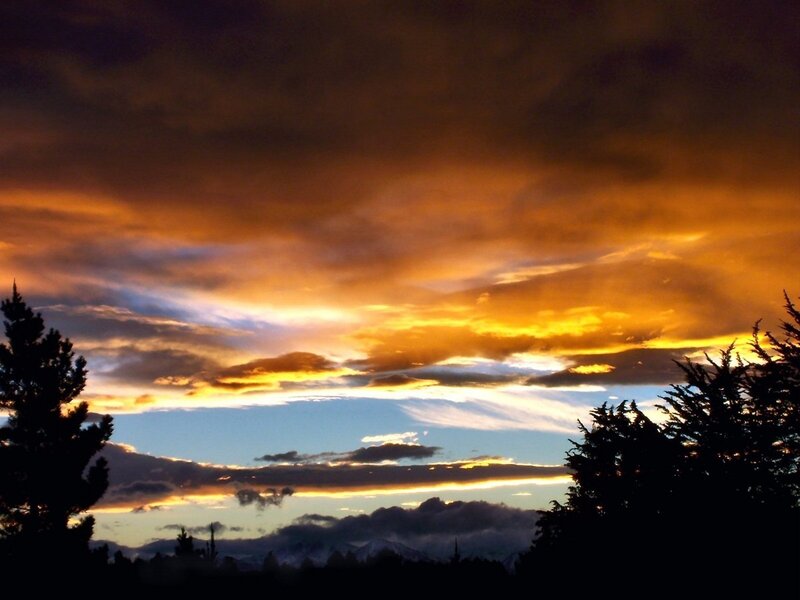 dramatic sunset over mountains
