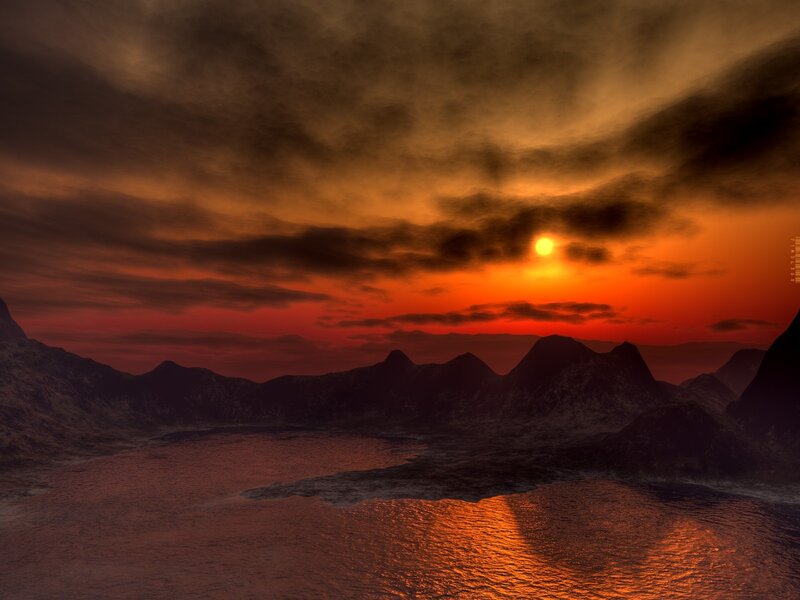 dramatic sunset over mountains