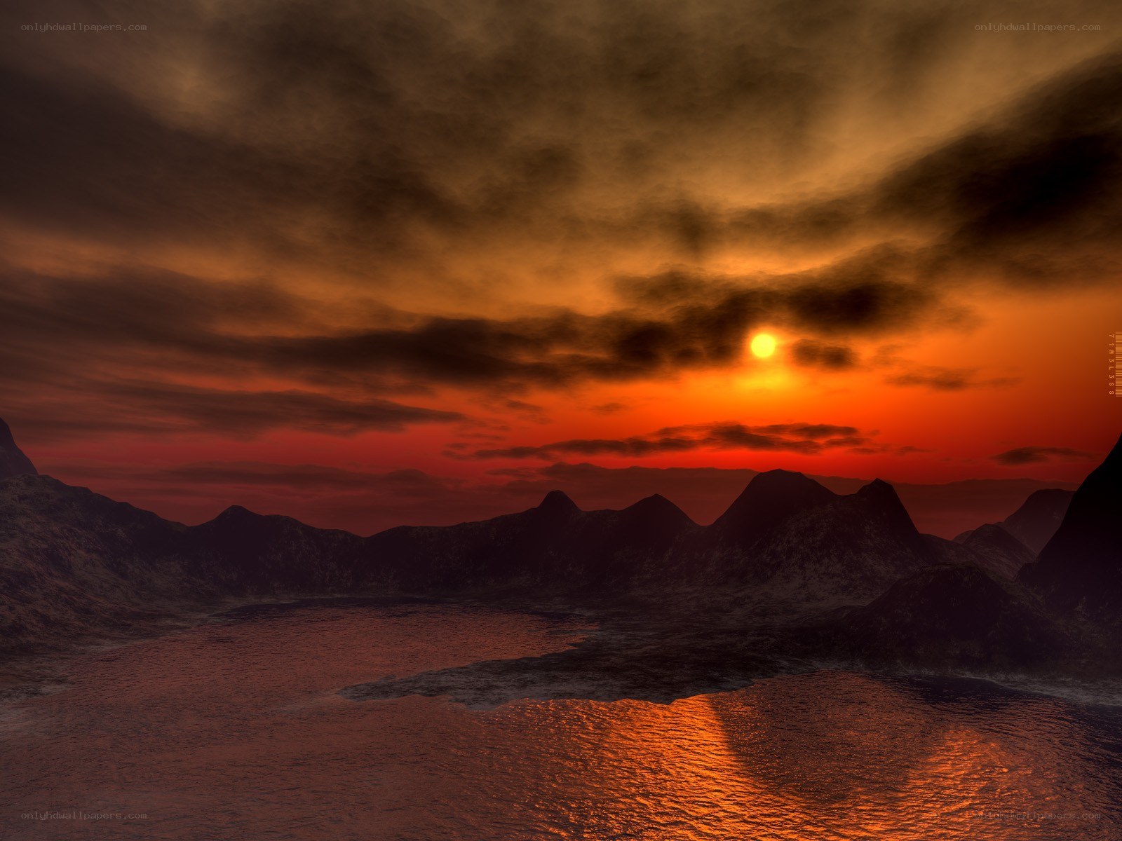 dramatic sunset over mountains