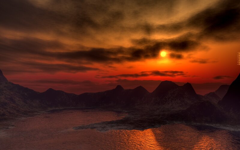 dramatic sunset over mountains