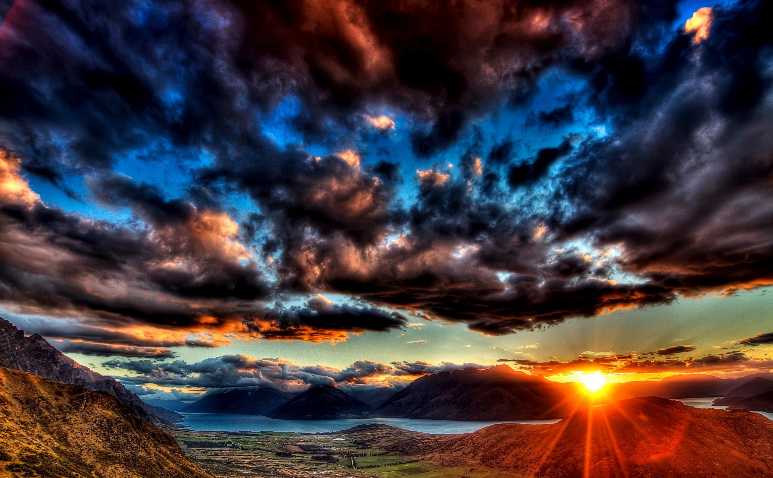 dramatic sunset over mountains