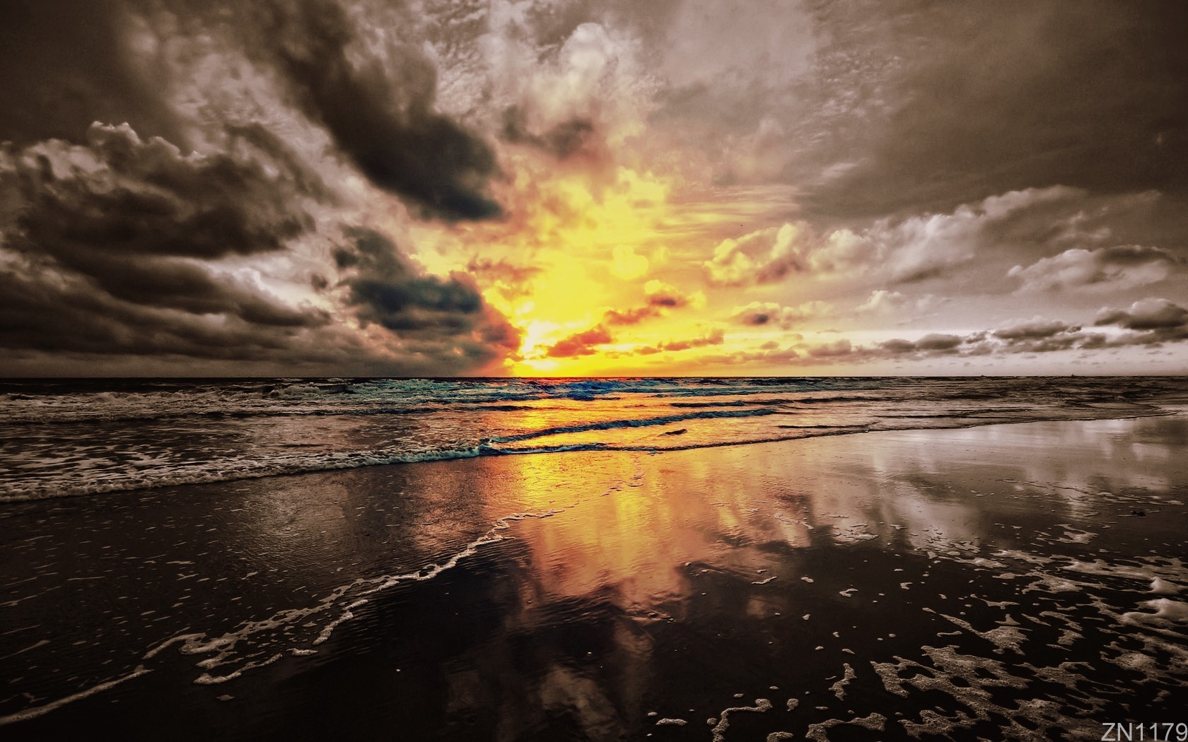 dramatic sunset over ocean