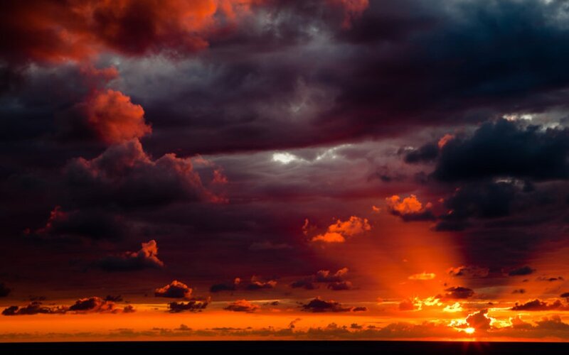 dramatic sunset over ocean
