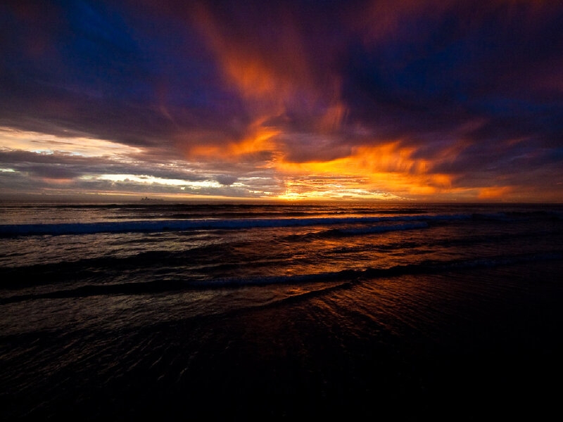 dramatic sunset over ocean