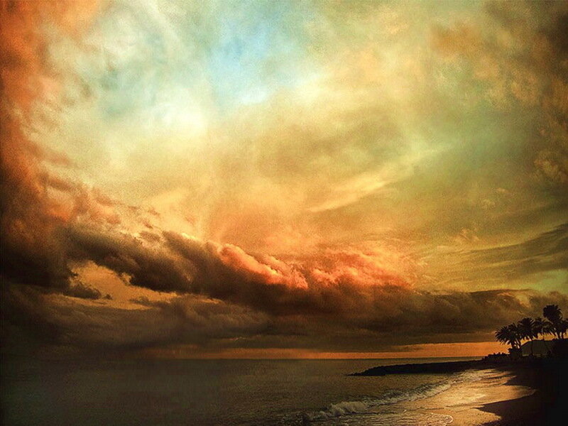 Dramatic Sunset over Ocean — Orange