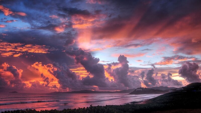 Dramatic Sunset over Ocean — Purple