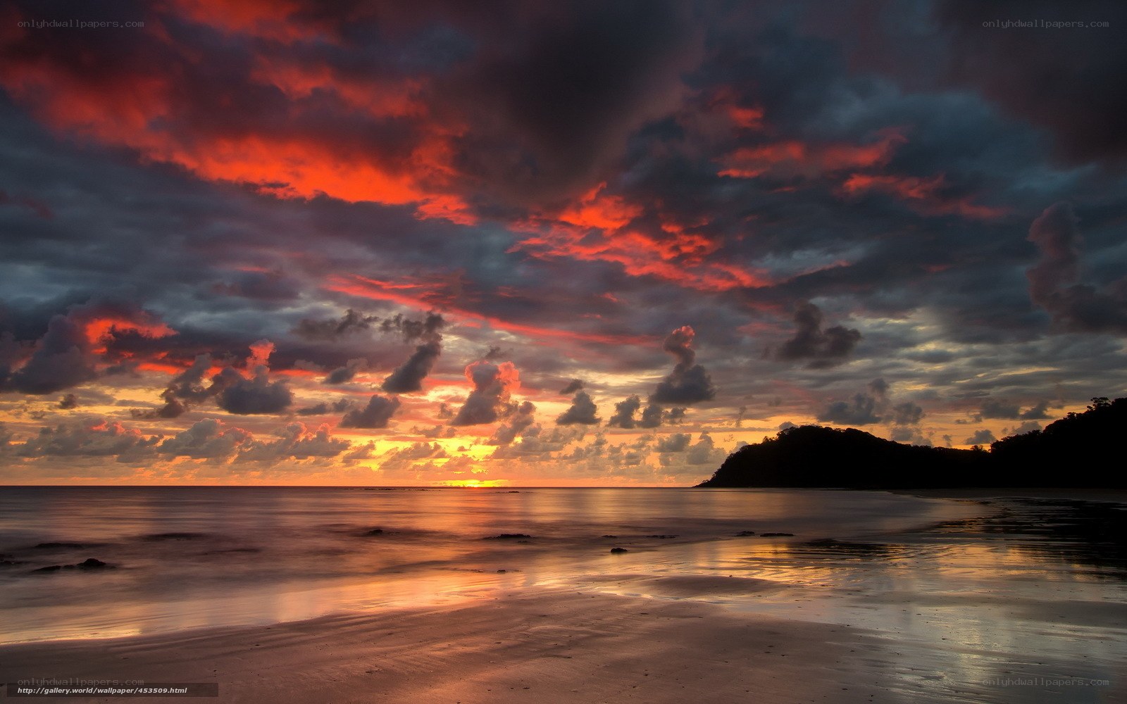 Dramatic sunset over the beach