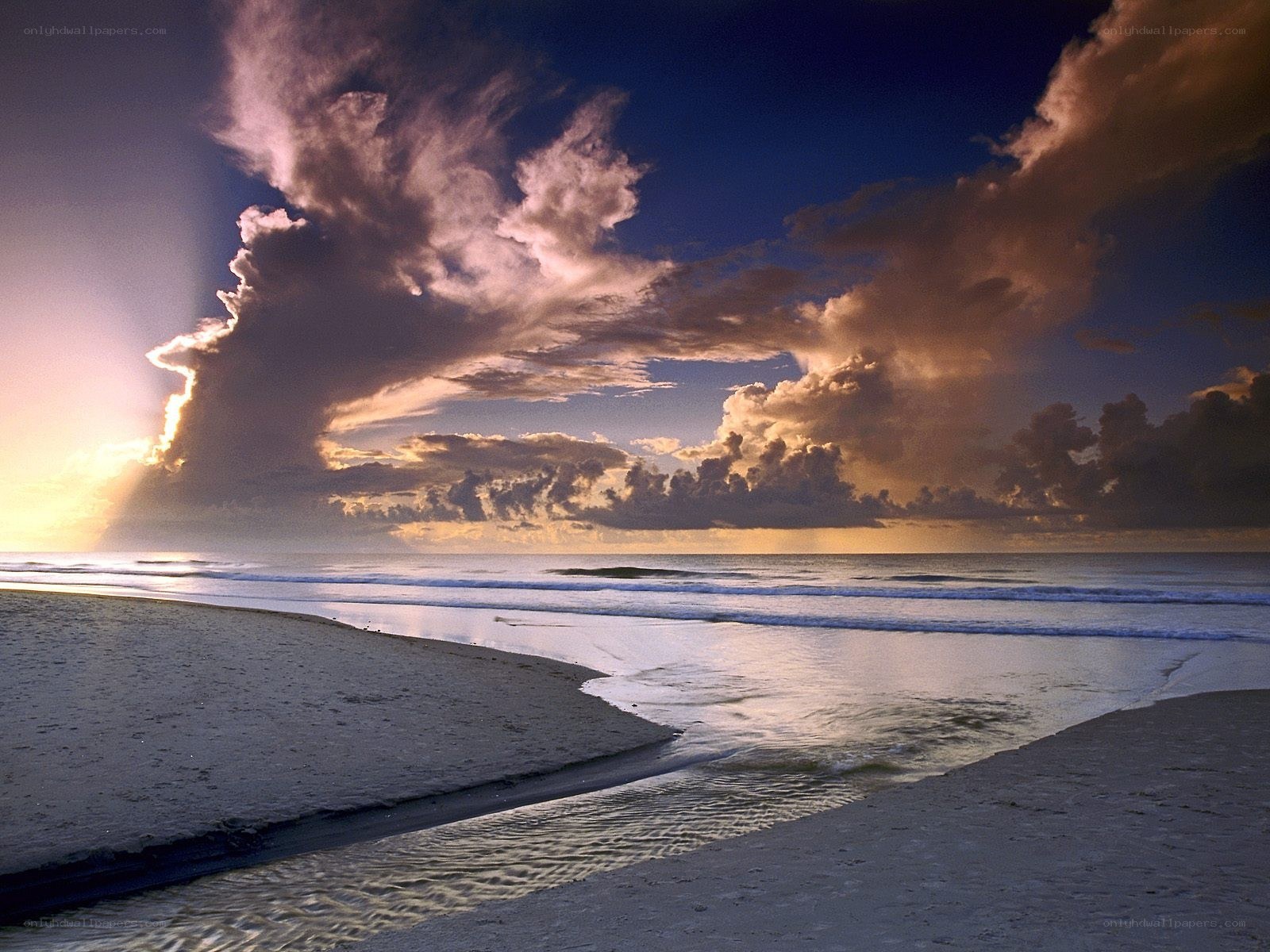 dramatic sunset over the beach