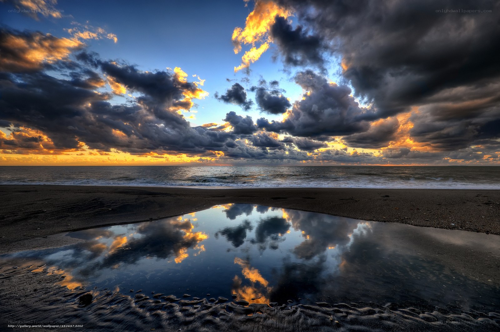 Dramatic sunset over the beach