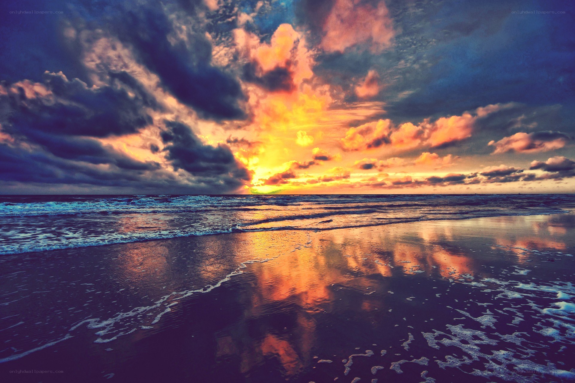 Dramatic sunset over the ocean