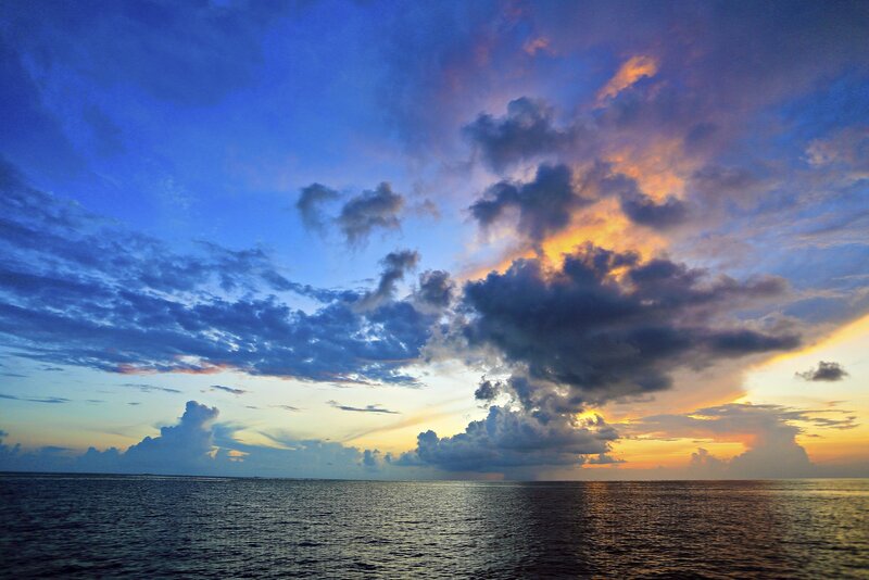 dramatic sunset over the ocean