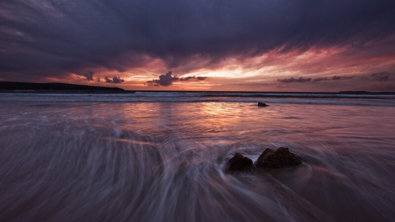 dramatic sunset over the ocean