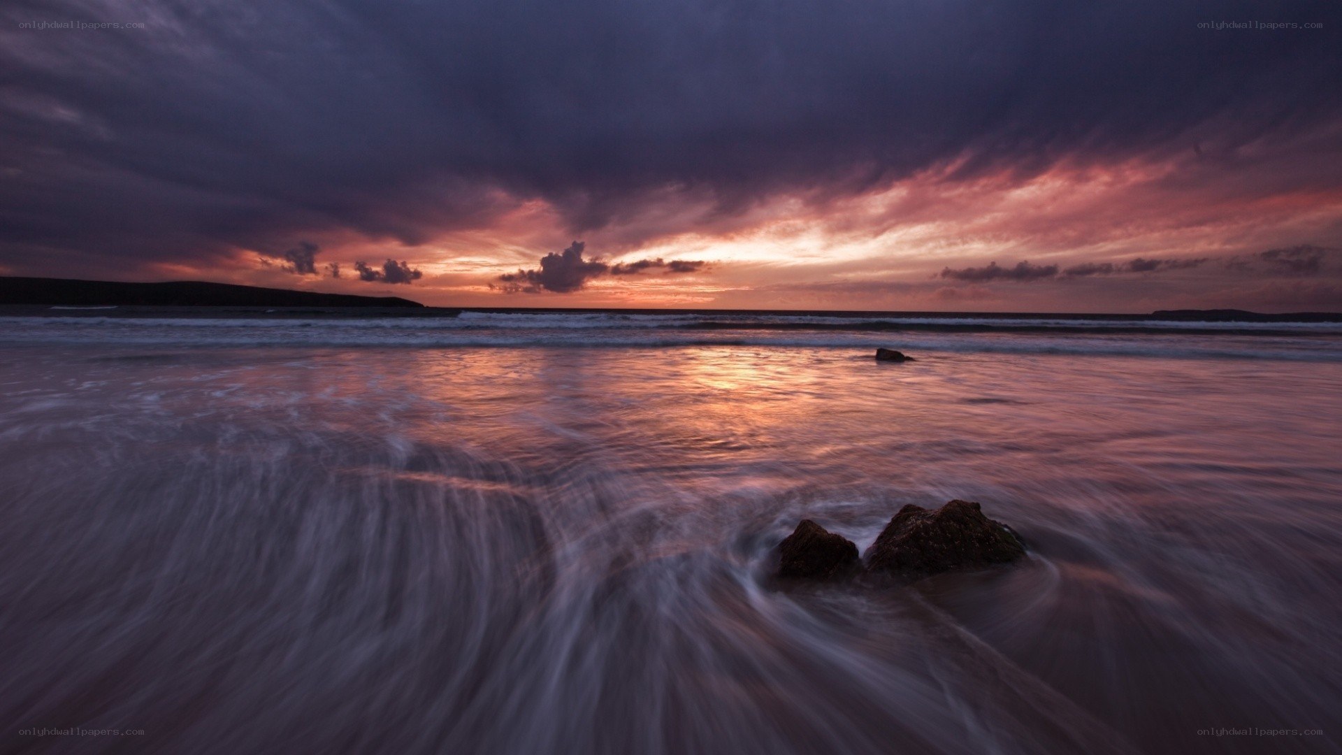 dramatic sunset over the ocean