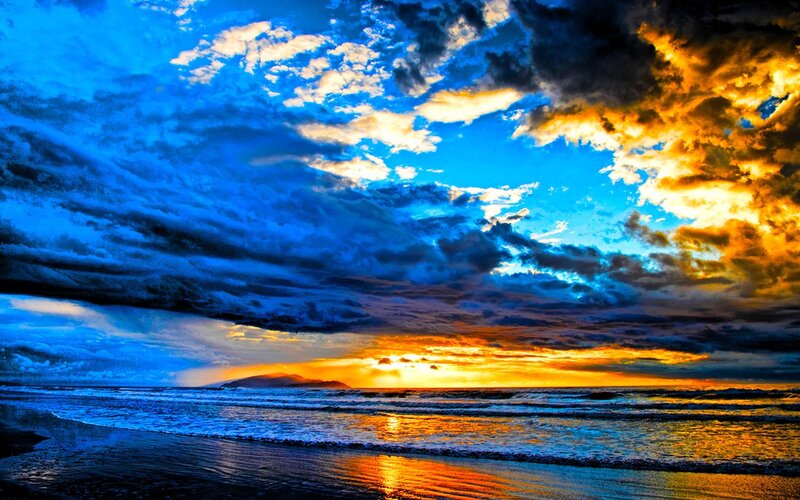 Dramatic sunset over the ocean