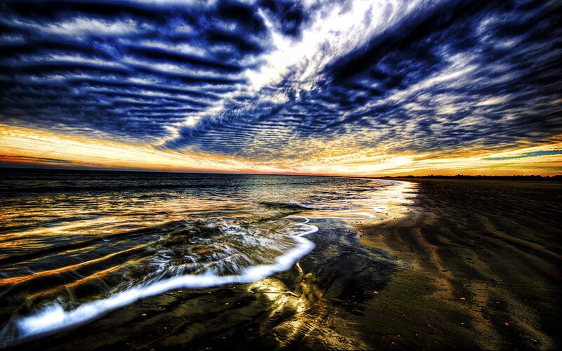 dramatic sunset over the ocean