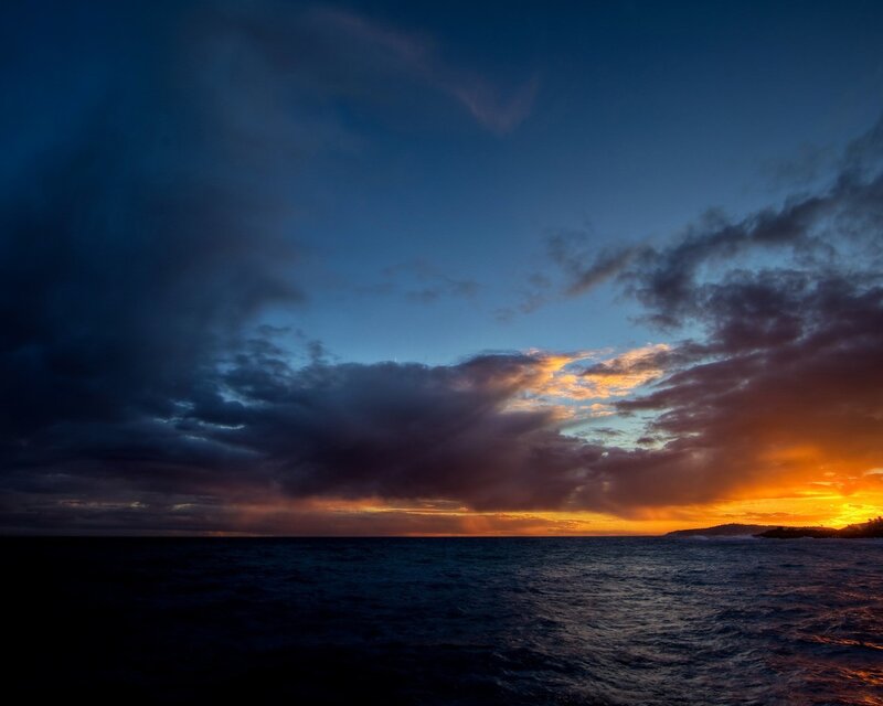 dramatic sunset over the ocean
