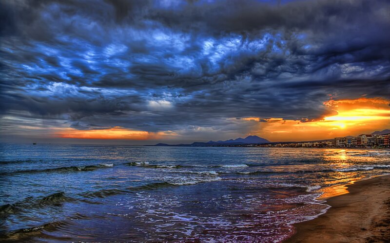 dramatic sunset over the sea