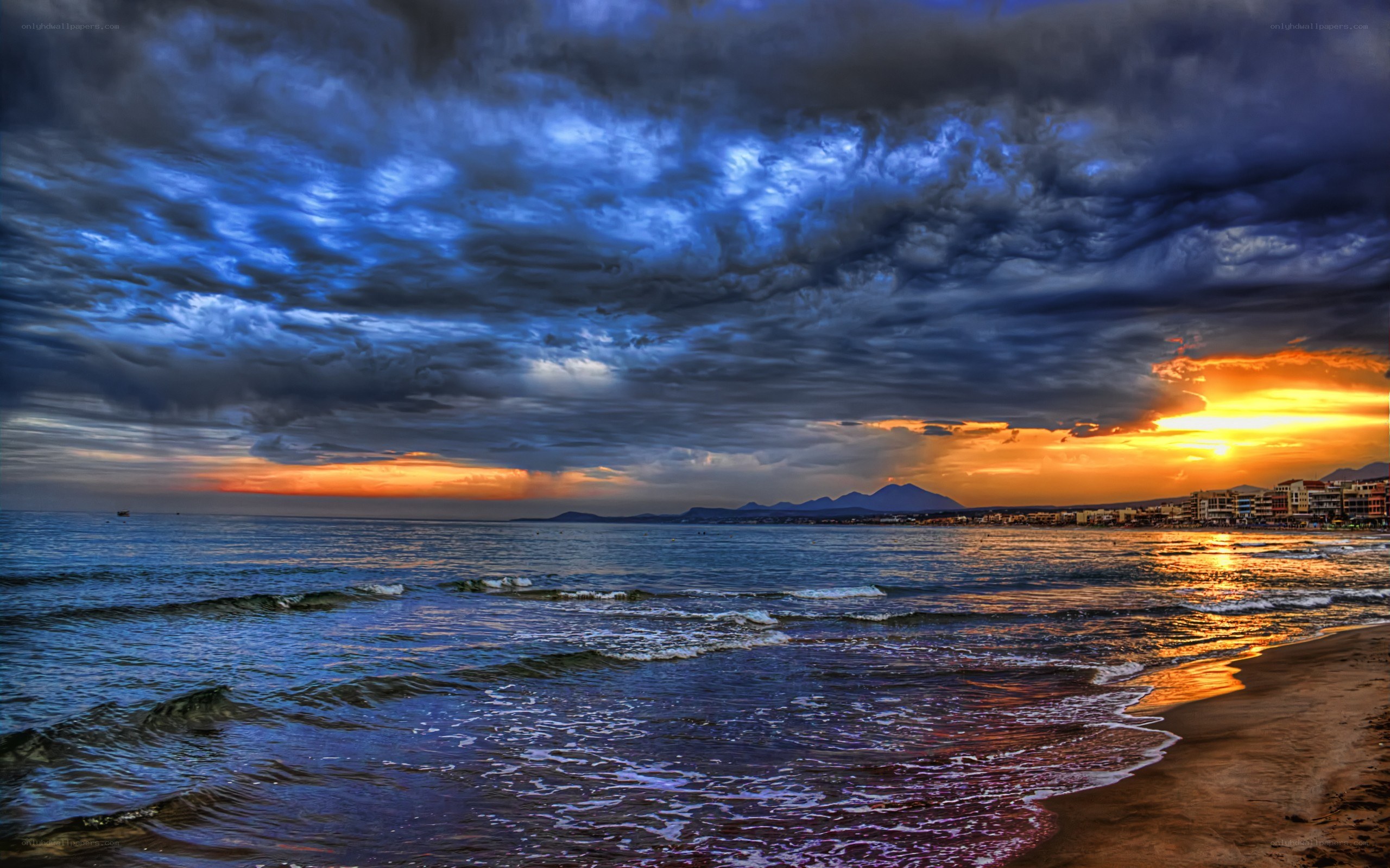 dramatic sunset over the sea