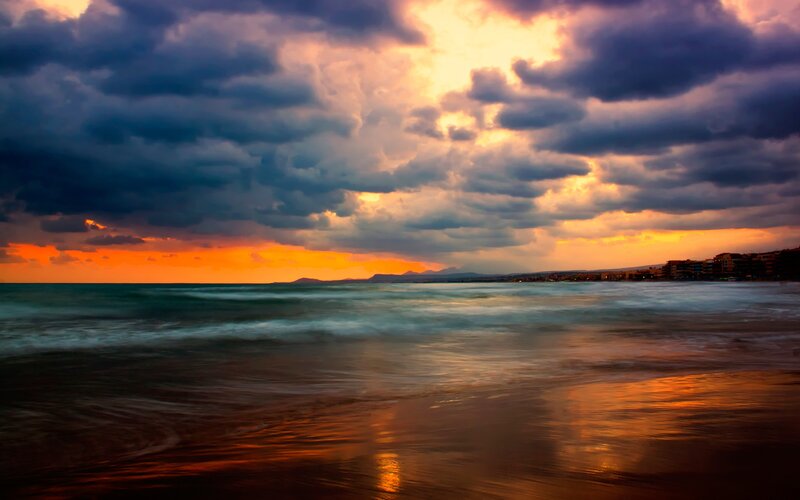 dramatic sunset over the sea