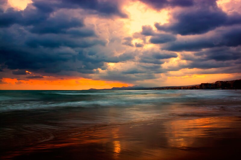 dramatic sunset over the sea