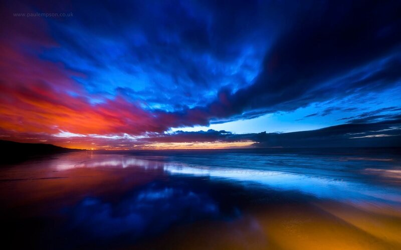 dramatic sunset over the sea