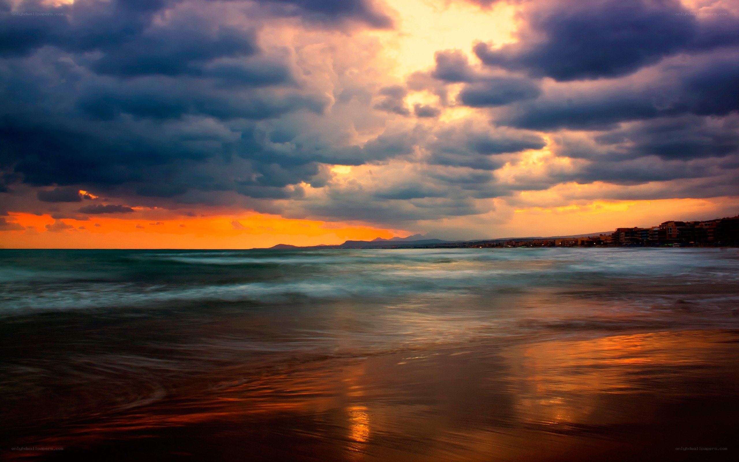 dramatic sunset over the sea