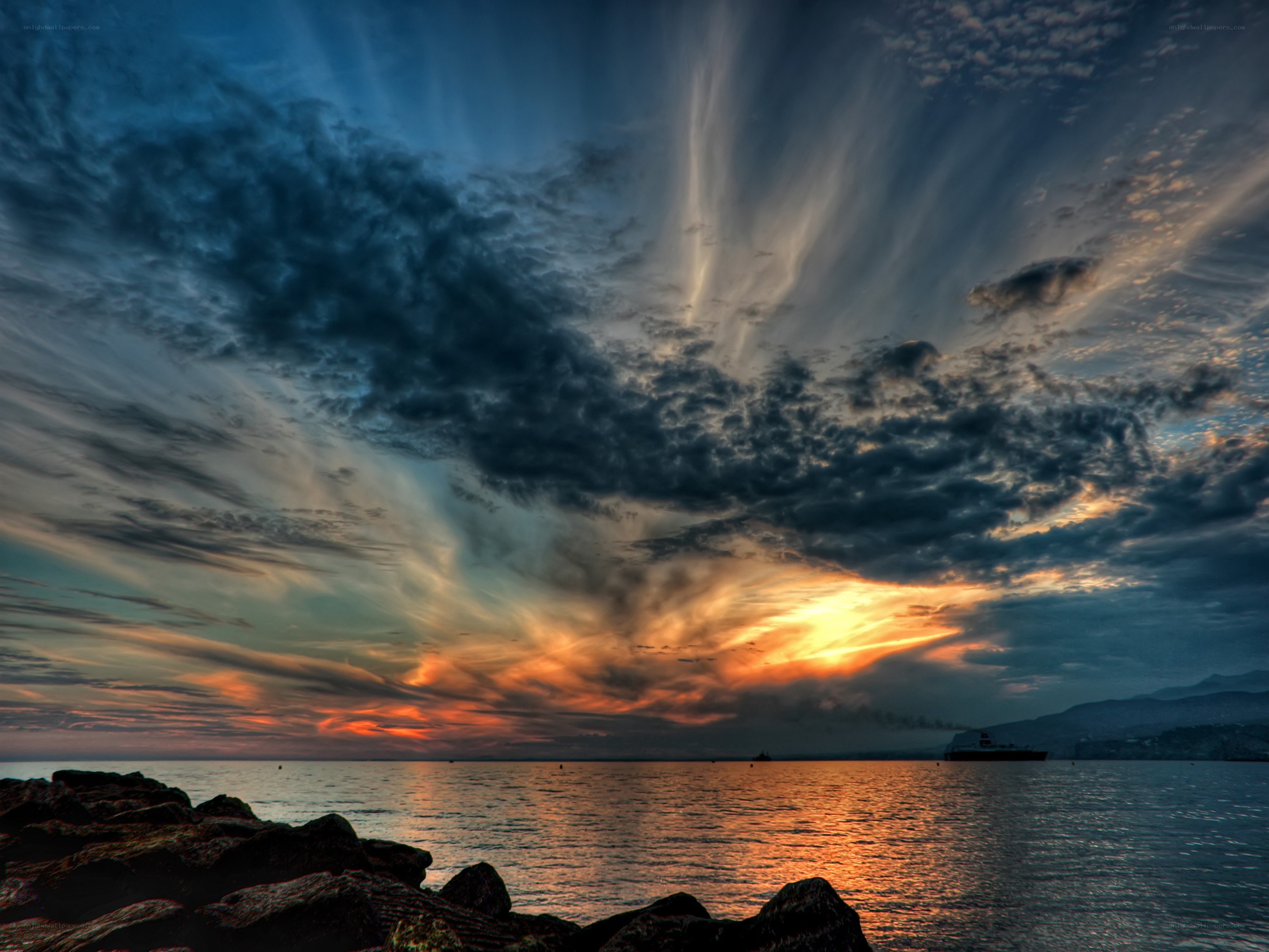 dramatic sunset over the sea