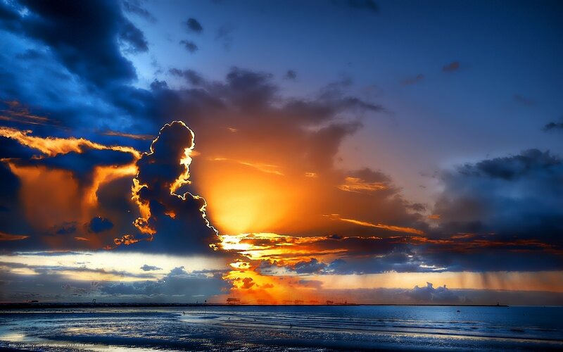 dramatic sunset over the sea