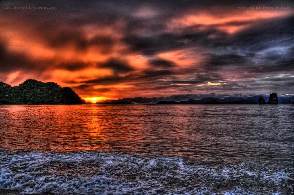 dramatic sunset over the sea