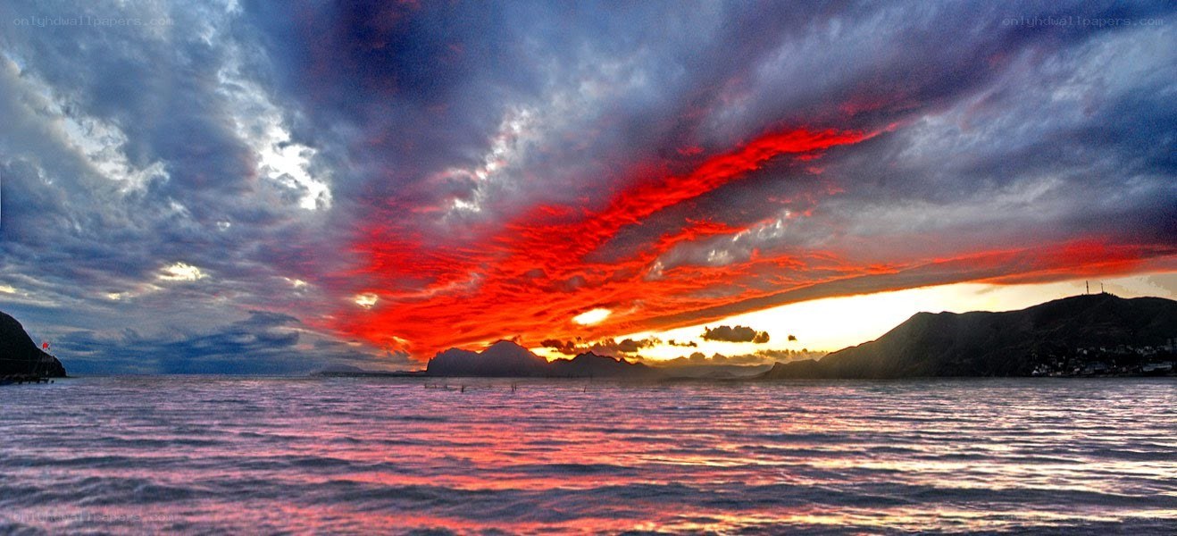 dramatic sunset over the sea